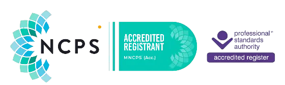 Accredited member of the National Counselling and Psychotherapy Society (NCPS)